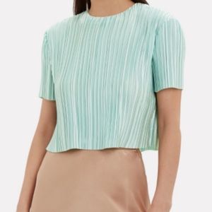 Tibi Pleated Cropped Sateen Top Mint Green 4